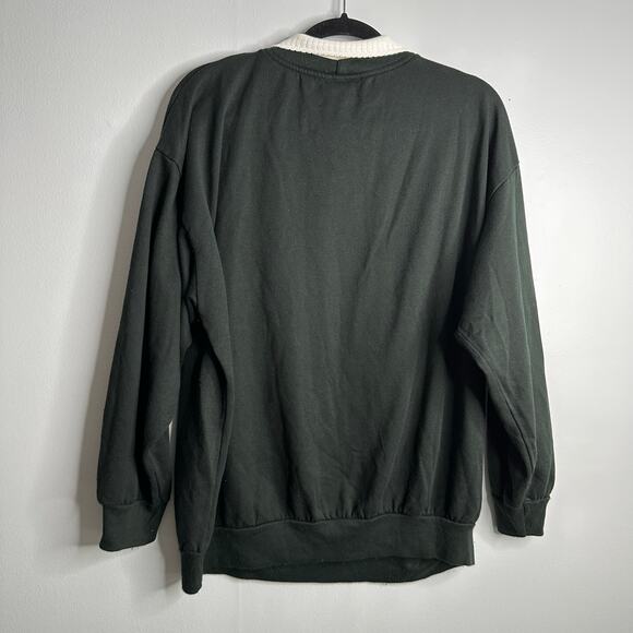 YS Studio Glittery cat and sunflower black pullover sweatshirt with collar - Picture 5 of 5